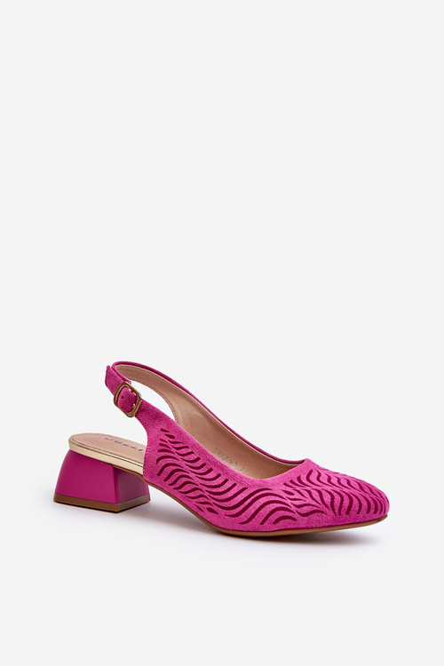 Fuchsia Block Heel Court Shoes Gemifa