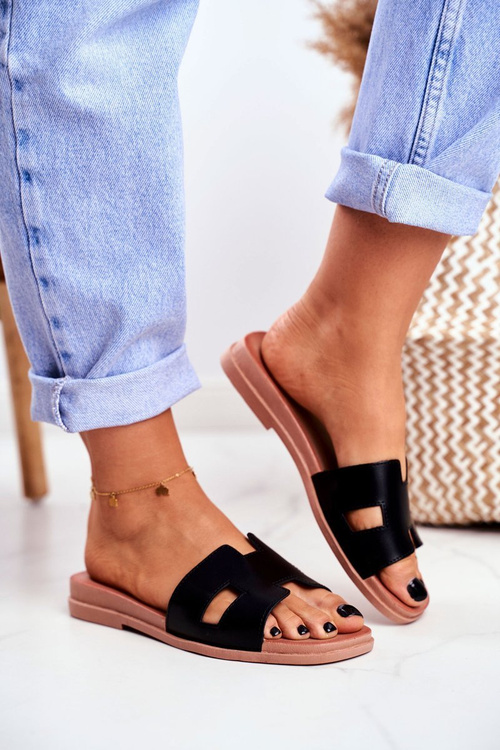 Women's Slides Geometric Classic Black Theodora