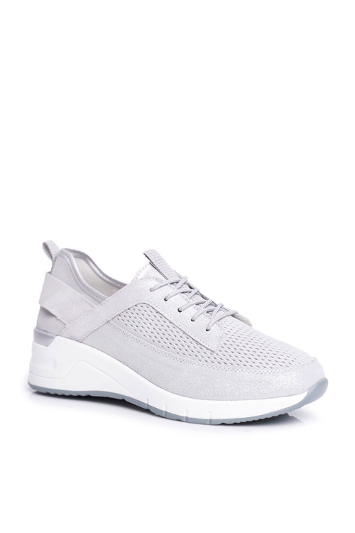 Women's Sports Shoes Leather Silver Love Me