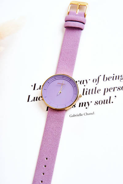 Women's Analog Suede Watch Without Nickel Ernest Purple