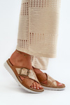 Comfortable Women's Slippers With Buckle Inblu CN000032 Camel