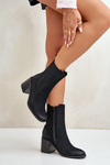 Women's Ankle Boots With Block Heel Made Of Eco Suede Black Naorita