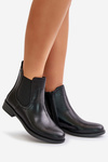 Insulated Flat Chelsea Boots With Zipper Black Tinra