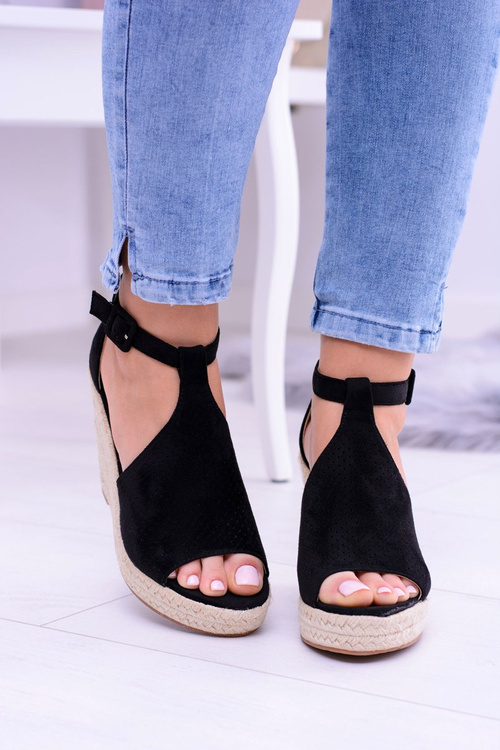 Black Suede Ankle Sandals Sunlast