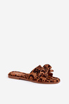 Flat Women's Slippers With Bow Leopard Brown Tobin