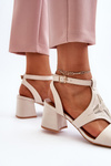 Beige Low Heel Sandals Eleriva