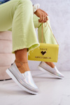 Tenisówki Skórzane Slip-On Damskie Holograficzne Srebrne