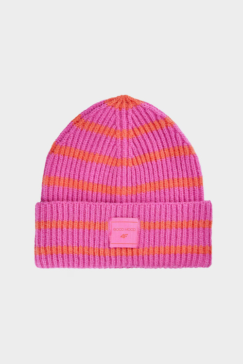 Girls Winter Hat With Stripes Fuchsia 4F 4FJWAW24ACAPF417-55S