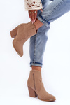 Leather Cowboy Boots on Heel Beige Lotoune 