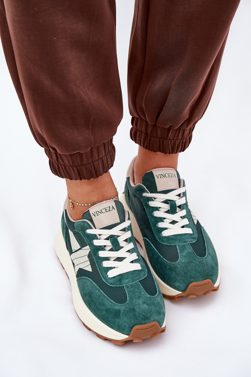 Buty Sportowe Damskie Zamszowe Platforma Zielone Vinceza 66720