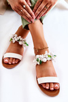 Fashionable Sandals With Beads White Hally