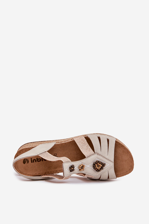 Women's Wedge Sandals With Decorations Light Beige Inblu RV000015