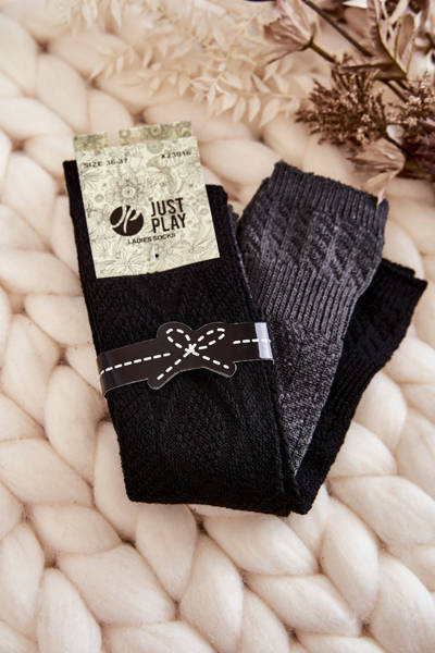 Women's 2-Pack Knee-High Socks Black and Grey