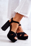 Suede Heeled Sandals Black Semilla
