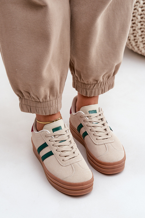 Women's Platform Sneakers in Beige-Green Egelia