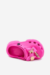 Girls Kids Foam Slippers With Bow And Decorations Fuchsia Selvana