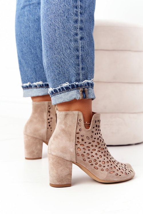 Openwork Leather Boots On A Post Exquisite 1184 Beige