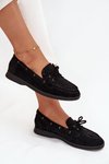 Women's Flat Loafers with Laces Black Zalina