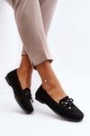 Women's Black Suede Moccasins with Decoration Daphikaia