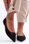 Ornamented Suede Ballet Shoes Black Noldaia
