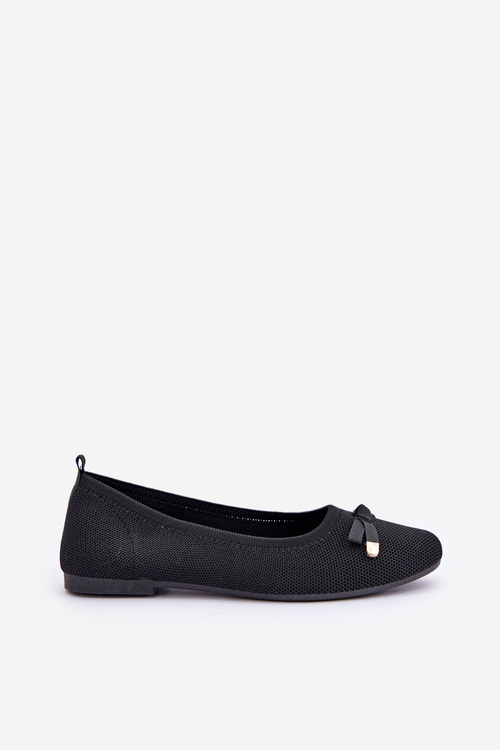 Mesh Ballet Flats With Bow Black Bianila