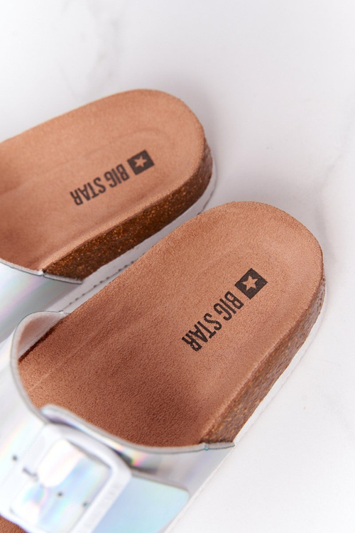 Leather Profiled Slippers Big Star HH274895 Silver