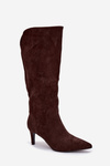 Women's High Heel Boots Warm with Eco Suede Chocolate Arelisse