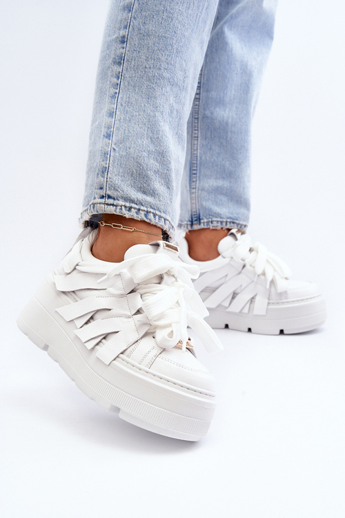 White Chunky Platform Sneakers Zazoo 2F-7033
