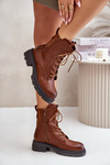 Insulated ankle boots workers with zipper brown Leairae