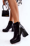 Leather Boots On High Heel Geometric Pattern Black Alienore