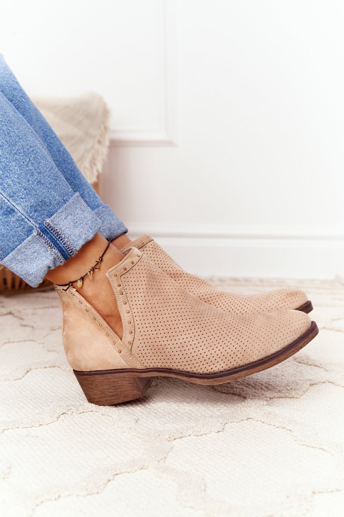 Openwork Boots With Cutouts Beige Clever