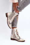 Perforated Leather Boots Zazoo 2695 Gold Distressed