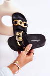 Children's Rubber Slippers With A Decorative Chain Black Suzie