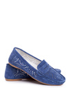 Women's Suede Openwork Moccasins S.Barski Navy Blue