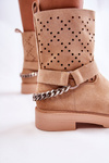 Openwork Booties With A Zipper With A Chain Beige Chantelle 