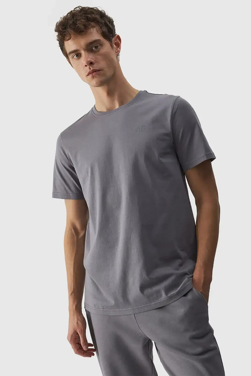 Men's Plain T-Shirt With Logo 4F Grey 4FWMM00TTSHM1843-25S