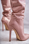Fashionable Boots On High Heel With Cubic Zirconia Pink Lovisa