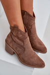 Cowboy Boots With Zipper Eco Suede Perforated HY51-061 S.Barski Brown