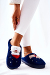 Christmas slippers Santa Claus and Reindeer Navy