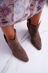 Women's Heeled Spring Boots Leather Suede Dark Cappuccino Nicole 2430