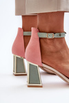 Suede Sandals with Stiletto Heel Fuchsia Pholia