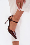 Patent Leather Heels with Strap Chocolate Tarilin
