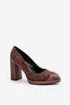 Suede Pumps On Heel Brown Laura Messi 2702