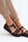 Women's Sandals With Straps On Platform Black Gallari