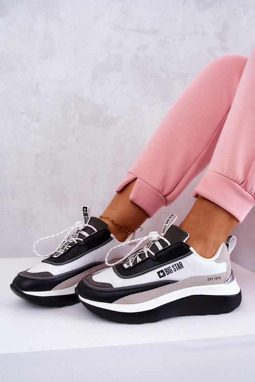 Sportowe Buty Sneakersy Big Star Biało-Czarne JJ274998