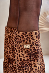 Women's Knee High Heeled Boots Leopard Brown Portora