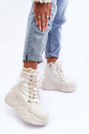Insulated Boots On Massive Platform Light Beige Lanleh