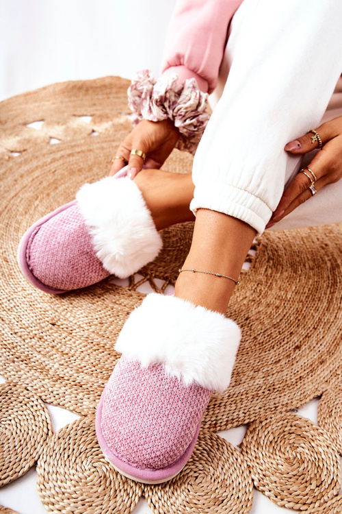 Fleece-lined Slippers Dark Pink Flamarin