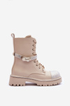 Women's Embellished Leather Boots Workery Beige Totah 