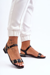 Women's Flat Sandals with Ornamental Strap Black Adissa
